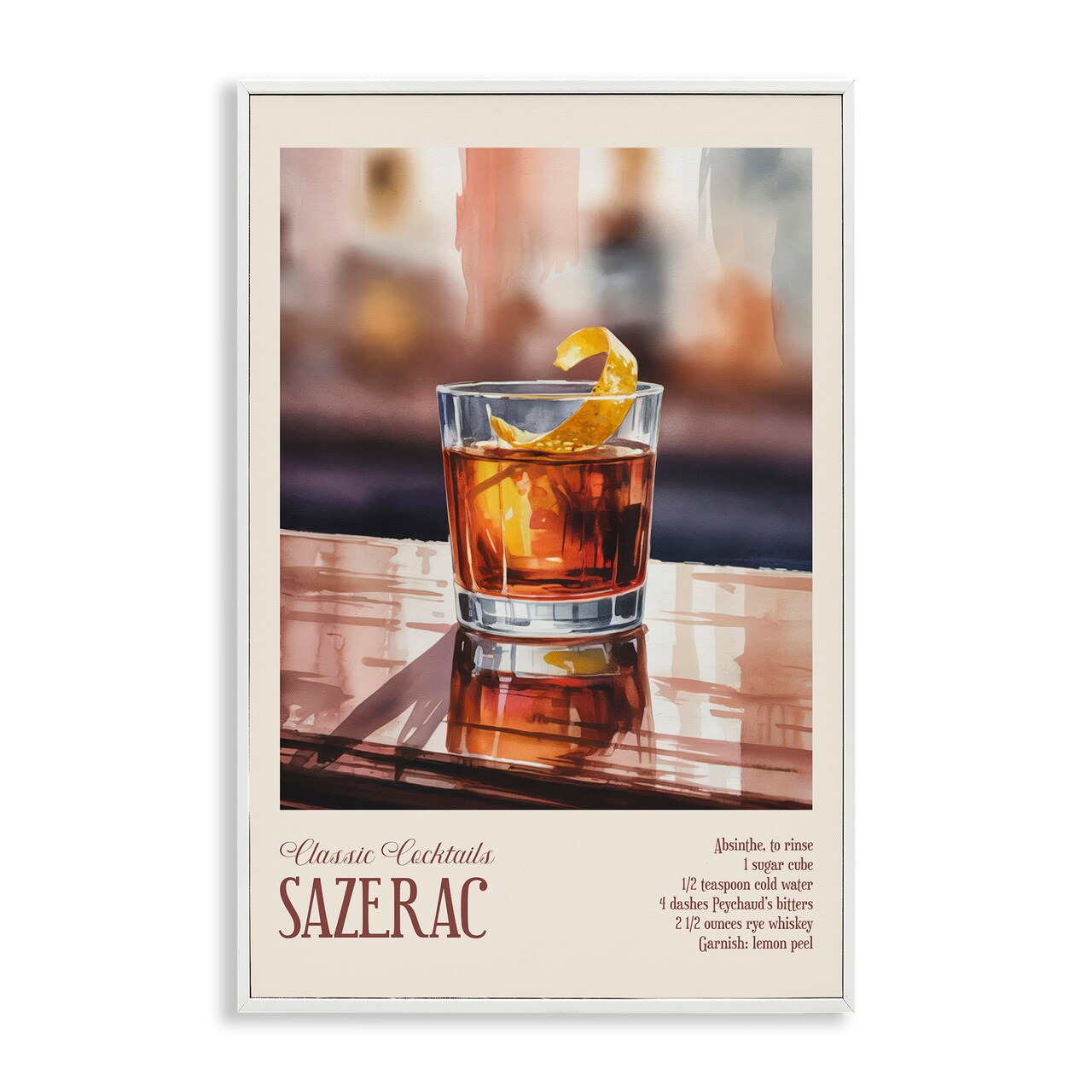 Stupell Industries Sazerac on Reflective Surface Framed Giclee, design by Andreas Magnusson